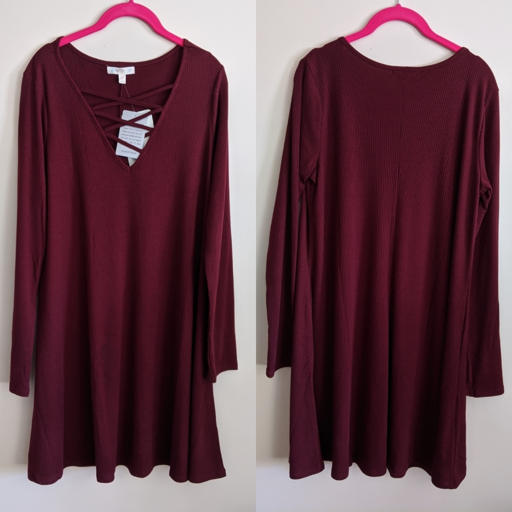 Love, Fire Criss-Cross Rib Knit Dress